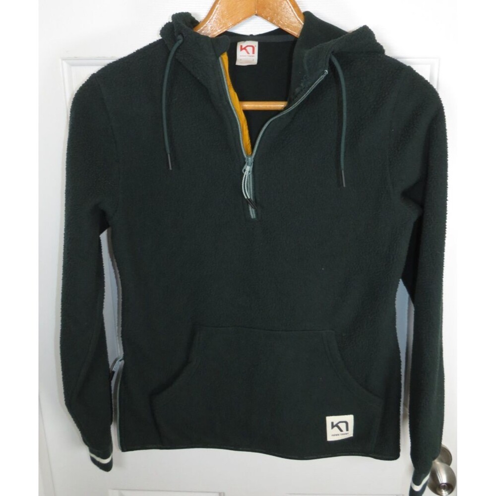 Kari Traa Røthe Fleece Hoodie 1/4 Zip Hooded Zip Sides Green Size Small